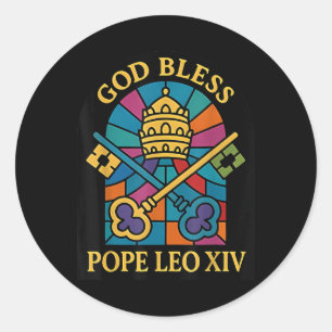 Gott segne Papst Leo Xiv Päpstliche Memorabilien V Runder Aufkleber