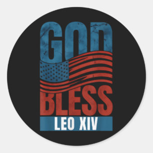 Gott segne Papst Leo Xiv Patriotische Flagge der U Runder Aufkleber