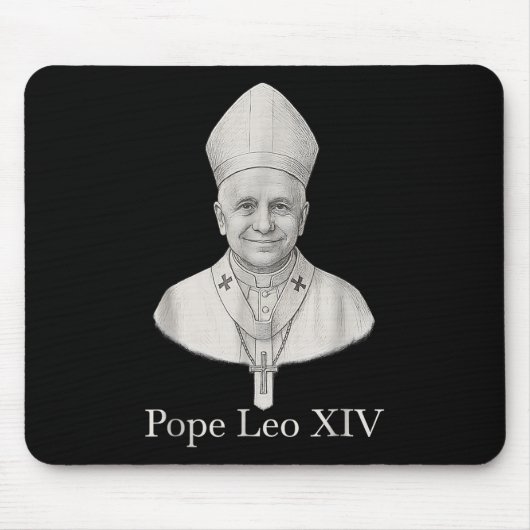 Gott segne Papst Leo Xiv Portrait Mousepad (Vorne)