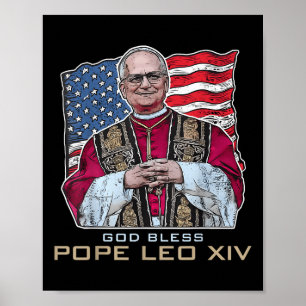 Gott segne Papst Leo Xiv Robert New Pope Retro Ame Poster