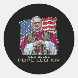Gott segne Papst Leo Xiv Robert New Pope Retro Ame Runder Aufkleber