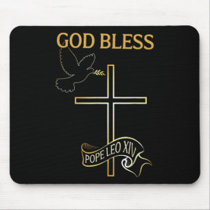 Gott segne Papst Leo Xiv Vintage Christlich  Mousepad