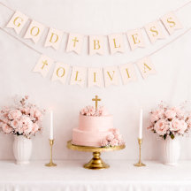 Gott segne Pink & Gold 6 Buchstaben Taufe Kommunio