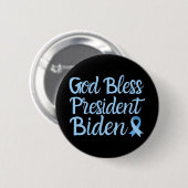 Gott segne Präsident Biden Prostatakrebs-Auszeichn Button (Vorne & Hinten)