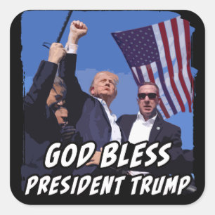 Gott segne Präsident Trump USA Patriot Donald Trum Quadratischer Aufkleber
