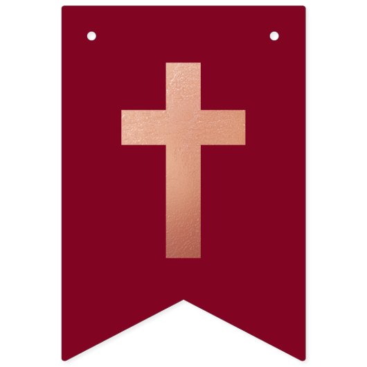 Gott segne Rose Gold Burgund Taufgemeinschaft Wimpelkette (Erste Fahne)