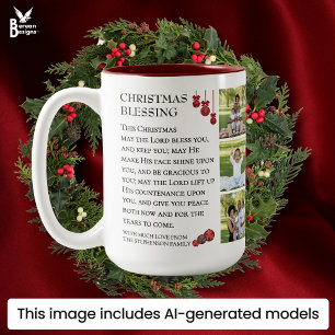 GOTT SEGNE SIE Familienfoto Weihnachten Zweifarbige Tasse