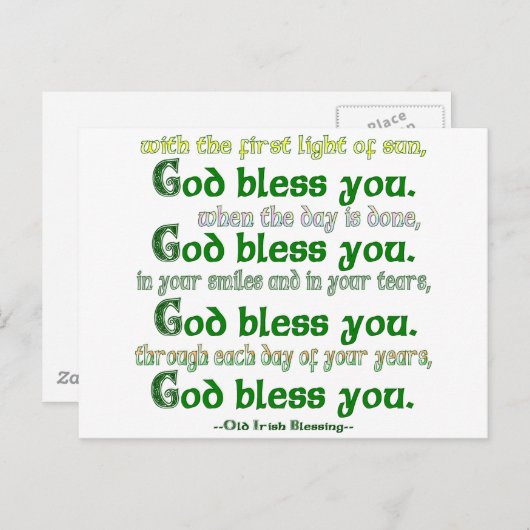 Gott segne Sie irisch segnen Postkarte (Vorne/Hinten)