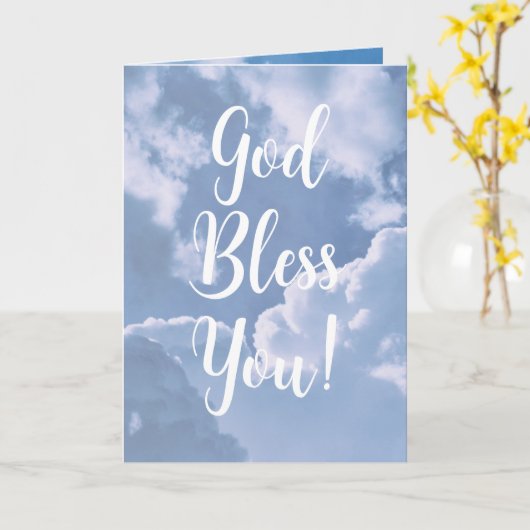 Gott segne Sie mit dem Hintergrund schöner Wolken Karte (Gelbe Blume)