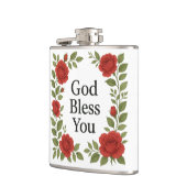 Gott segne Sie religiöse Rose floral Flachmann (Links)
