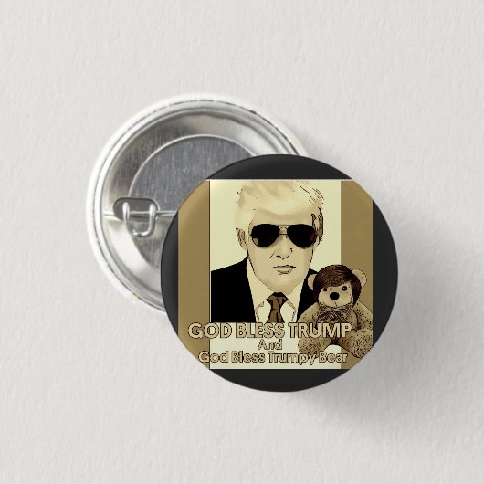 Gott segne Trump und Trumpy Bear Button (Vorne & Hinten)