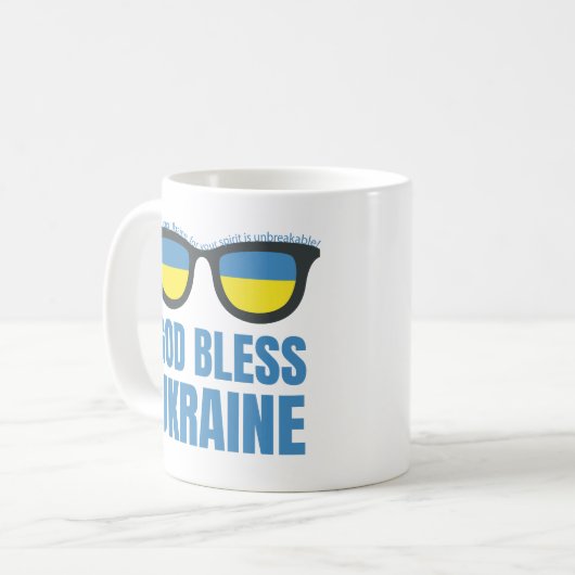 Gott segne Ukraine Kaffeetasse (Vorderseite Links)
