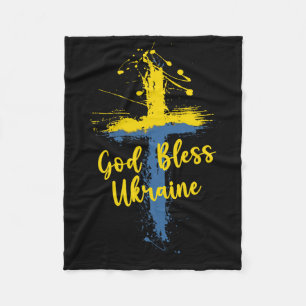 Gott segne Ukraine Kreuz Christliche Unterstützung Fleecedecke