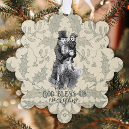 Gott segne uns alle Dickens Christmas Carol Ornament Karte