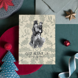 Gott segne uns alle Dickens Weihnachtslied Postkarte