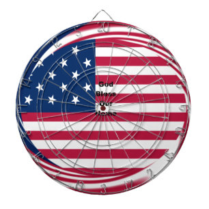 Gott segne unser Zuhause: USA-Flagge Swirl-Kunst Dartscheibe
