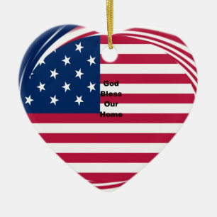 Gott segne unser Zuhause: USA-Flagge Swirl-Kunst Keramikornament