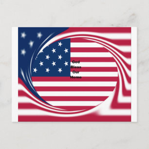 Gott segne unser Zuhause: USA-Flagge Swirl-Kunst Postkarte