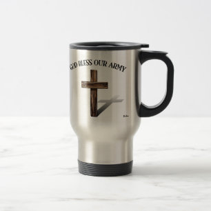 GOTT SEGNE UNSERE ARMY mit robustem Kreuz Reisebecher
