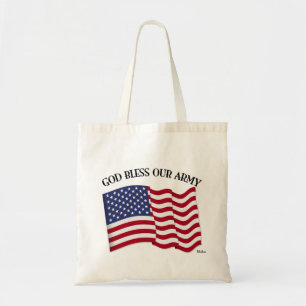 GOTT SEGNE UNSERE ARMY mit US-Flagge Tragetasche