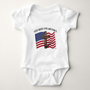 GOTT SEGNE UNSERE LUFTWAFFE mit robustem Kreuz, US Baby Strampler