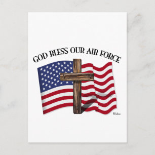 GOTT SEGNE UNSERE LUFTWAFFE mit robustem Kreuz, US Postkarte