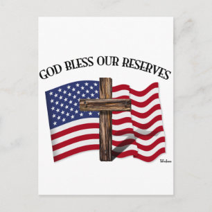 GOTT SEGNE UNSERE RESERVEN mit robustem Kreuz und Postkarte