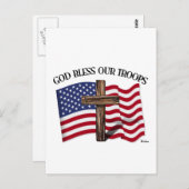 Gott segne unsere Truppen mit robustem Kreuz und U Postkarte (Vorne/Hinten)