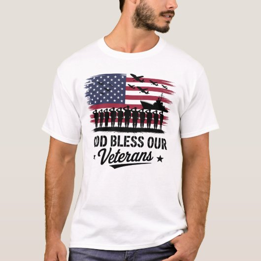 Gott segne Unsere Veteranen USA T-Shirt (Vorderseite)