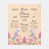 Gott segne unsere Zuhause Beige Wildblumen Fleecedecke (Vorderseite)