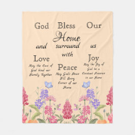Gott segne unsere Zuhause Beige Wildblumen Fleecedecke