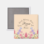 Gott segne unsere Zuhause Beige Wildblumen Magnet (Vorderseite/Rückseite)