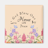 Gott segne unsere Zuhause Beige Wildblumen Magnet (Vorne)