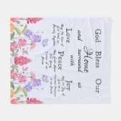 Gott segne unsere Zuhause Blue Floral Wildblumen Fleecedecke (Vorderseite (Horizontal))