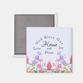 Gott segne unsere Zuhause Blue Floral Wildblumen Magnet (Vorderseite/Rückseite)