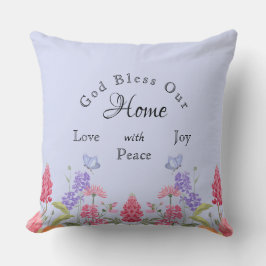 Gott segne unsere Zuhause Blue Wildblume Familienn Kissen