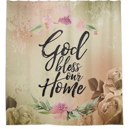 Gott segne unsere Zuhause Duschvorhang (Vorderseite)