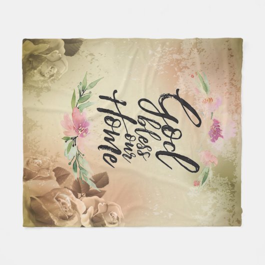 Gott segne unsere Zuhause Fleecedecke (Vorderseite (Horizontal))