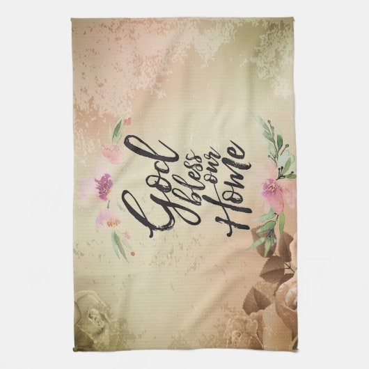 Gott segne unsere Zuhause Geschirrtuch (Vertikal)