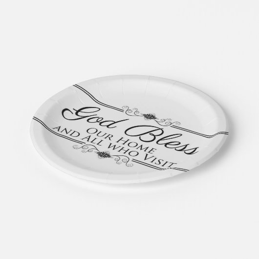 Gott segne unsere Zuhause Pappteller (Schrägansicht)