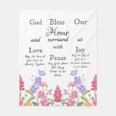 Gott segne unsere Zuhause White Floral Wildblumen Fleecedecke (Vorderseite)