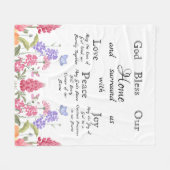 Gott segne unsere Zuhause White Floral Wildblumen Fleecedecke (Vorderseite (Horizontal))