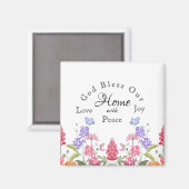 Gott segne unsere Zuhause White Floral Wildblumen Magnet (Vorderseite/Rückseite)