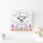 Gott segne unsere Zuhause-Wildblumen Quadratische Wanduhr (Zuhause)
