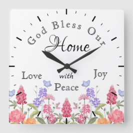 Gott segne unsere Zuhause-Wildblumen Quadratische Wanduhr
