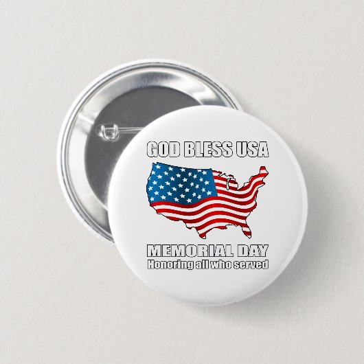 Gott segne USA Gedenktag Button (Vorne & Hinten)