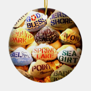 Gott segnen das Jersey-Ufer - Weihnachtsverzierung Keramikornament