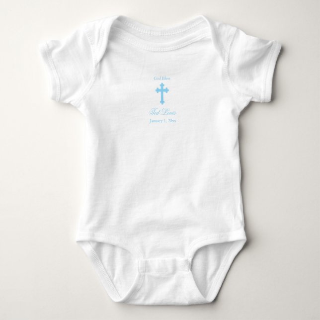 Gott segnen | Jungen-Taufe Baby Strampler (Vorderseite)