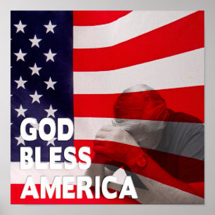 Gott segnen quadratisches Plakat Amerikas -