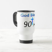 Gott segnete 90 Jahre Geburtstagsgeschenk Reisebecher (Vorderseite Links)